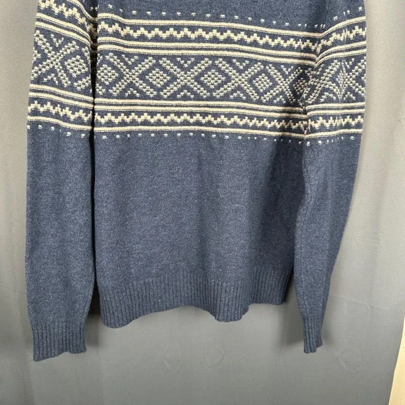 J.Crew Mens Blue Lambswool Fair Isle Shawl Collar Cardigan Sweater B3981 Small - Picture 8 of 9
